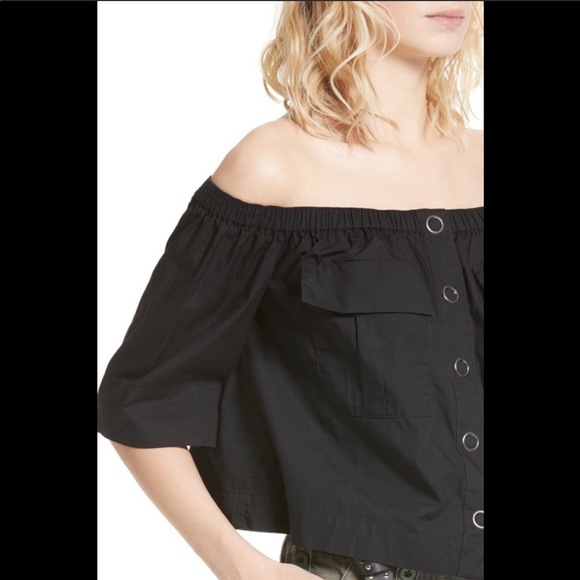 Free People Head Over Heels Off Shoulder Black Top - Picture 2 of 8